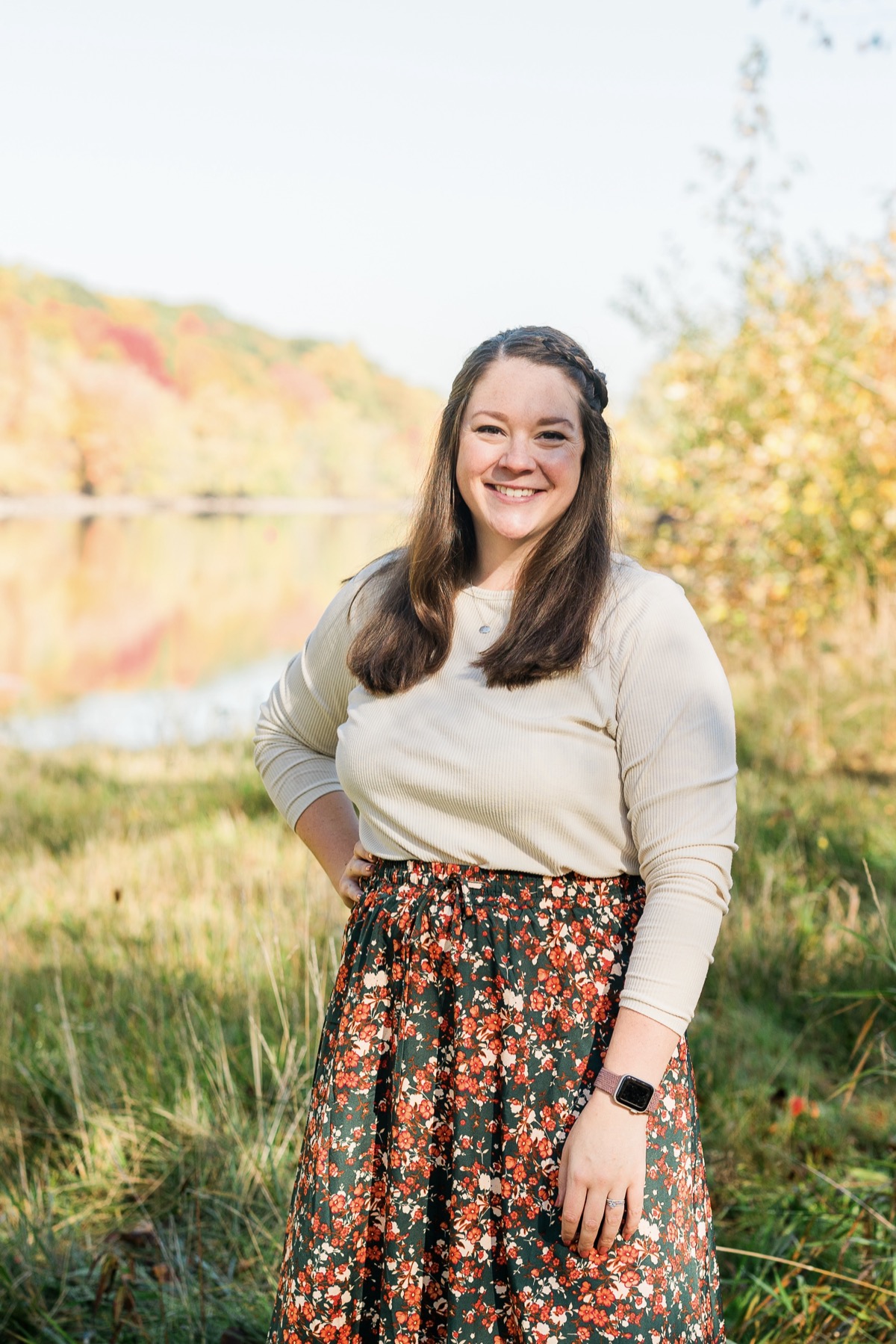 Amanda standing outdoors in a natural Michigan setting